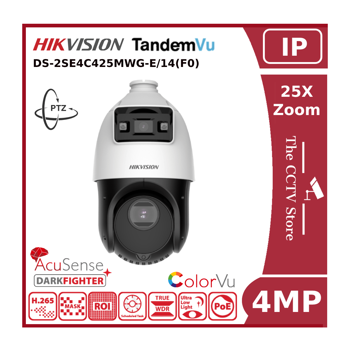 4MP Hikvision DS-2SE4C425MWG-E (14F0) TandemVu 4-inch 25X Colorful & I –  The CCTV Store