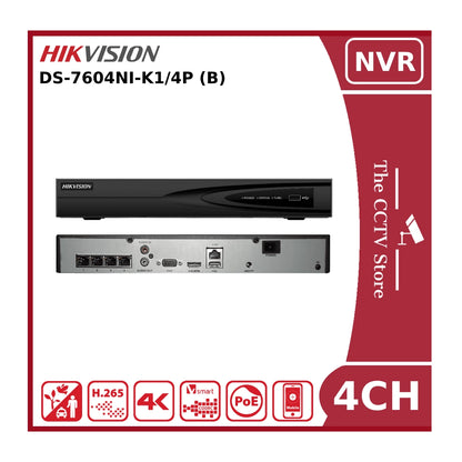 Hikvision DS-7604NI-K1/4P 8MP 4K PoE 4 Channel NVR