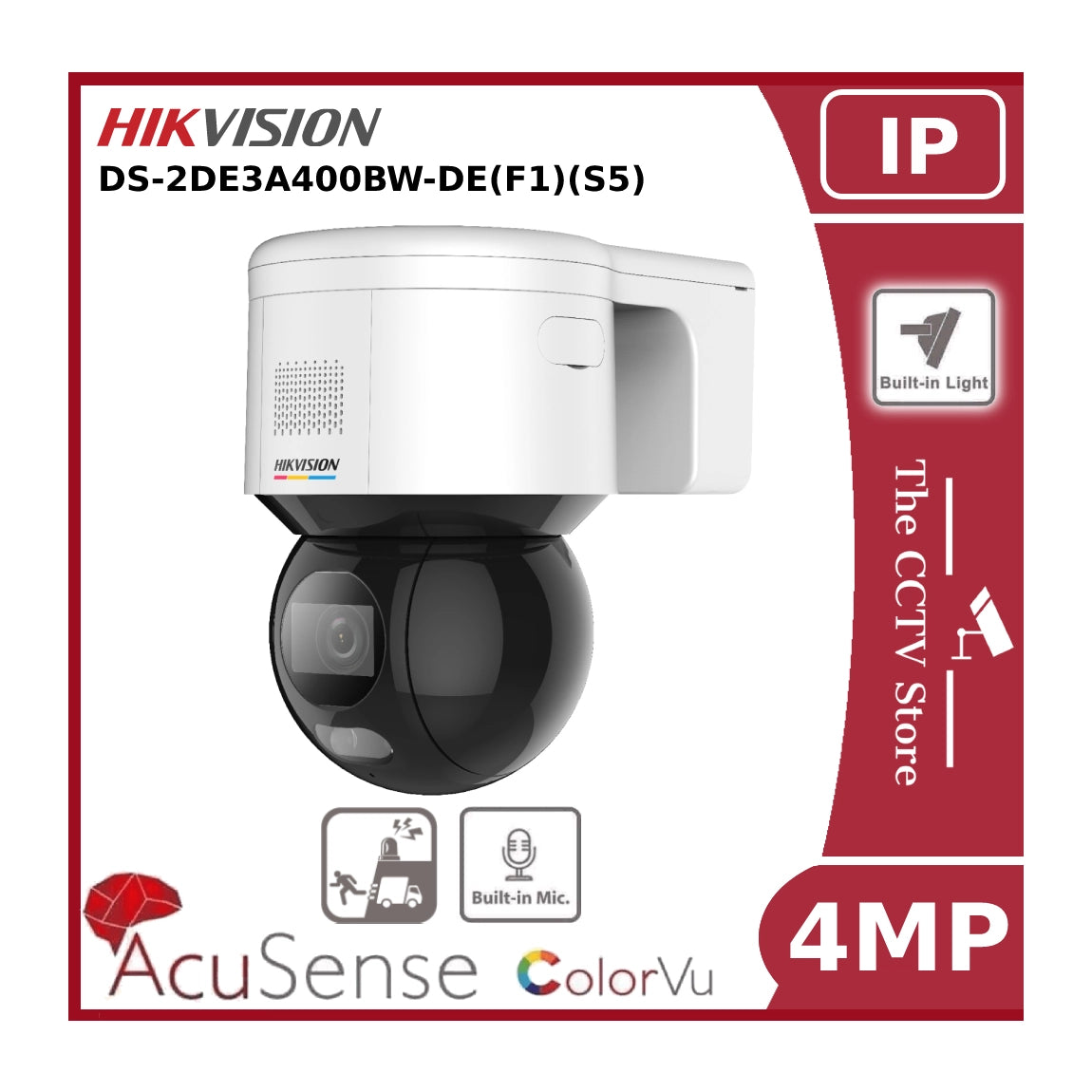 4MP Hikvision DS-2DE3A400BW-DE(F1)(S5) 3-inch 4MM Fixed ColorVu Network Speed Dome - Pan & Tilt (No Zoom)