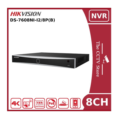 Hikvision DS-7608NI-I2/8P(B) 12MP PoE 8 Channel NVR With 2HDD Bays & 8PoE Ports