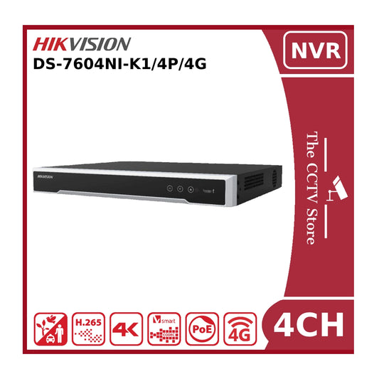 Hikvision DS-7604NI-K1/4P/4G 8MP 4K PoE 4 Channel 4G NVR