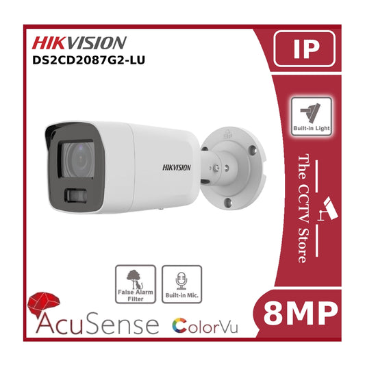 8MP DS-2CD2087G2-LU ColorVu Fixed Bullet Network Camera With Strobe Light