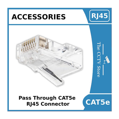 CAT5e Pass Through Plug - RJ45 Pass through Crimp Connector for CAT5e Ethernet Cable