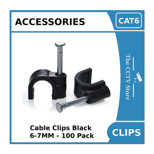 CAT5E / CAT6 Cable Clips Black 6-7MM - 100 Pack