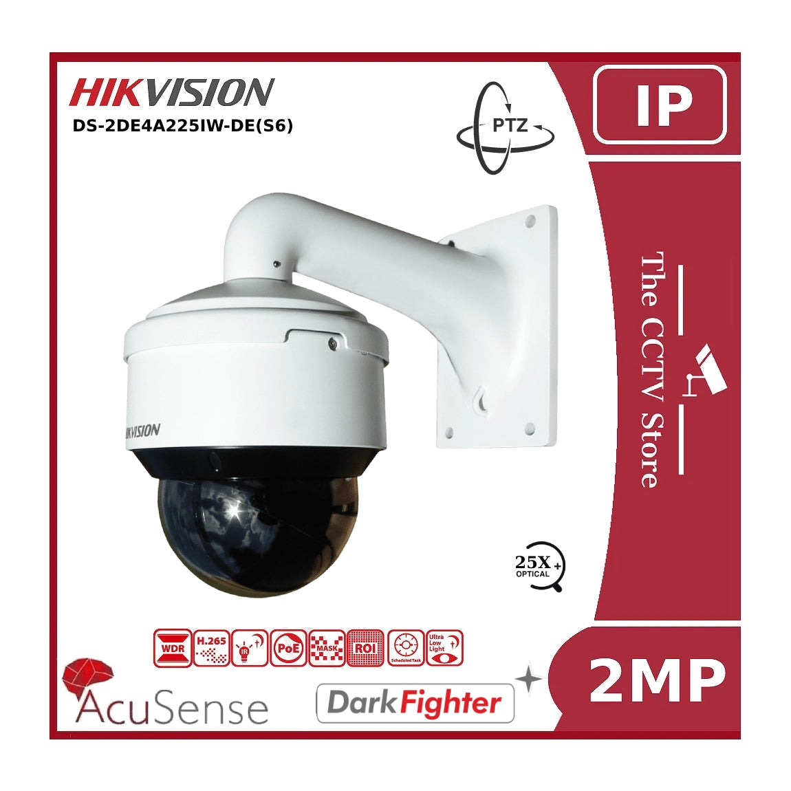 2MP Hikvision DS-2DE4A225IW-DE(S6) 4-inch IP PTZ With 25X Zoom, DarkFighter & 50M IR PTZ Camera