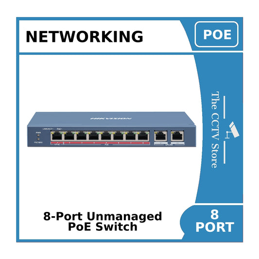 8 Port DS-3E0310HP-E 100 Mbps Long-Range Unmanaged PoE Switch with 2 Uplinks