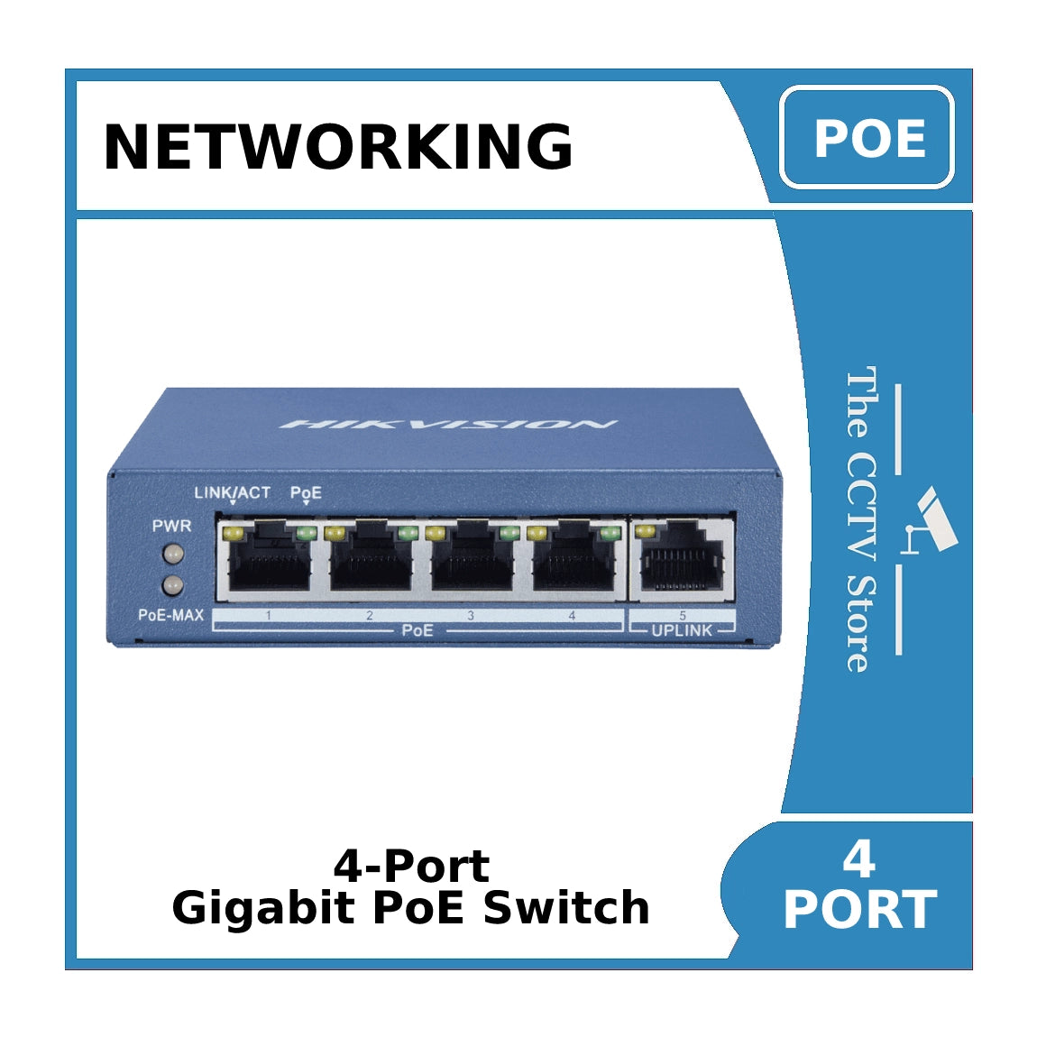 4-Port Hikvision DS-3E0505HP-E Gigabit Unmanaged Hi-PoE Switch - 4 PoE + 1 Uplink