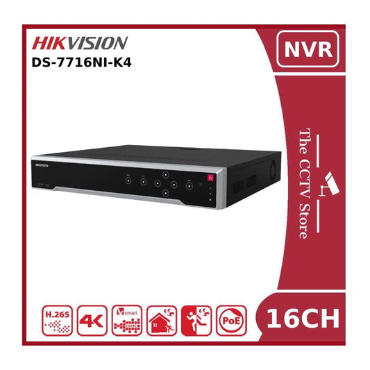 8MP DS-7716NI-K4 Hikvision 16 Channel NVR No POE Ports