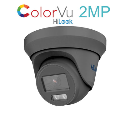 THC-T229-M 2.8mm HiLook 2MP 1080P HD-TVI ColorVu analogue turret camera with 40m LED in white or grey