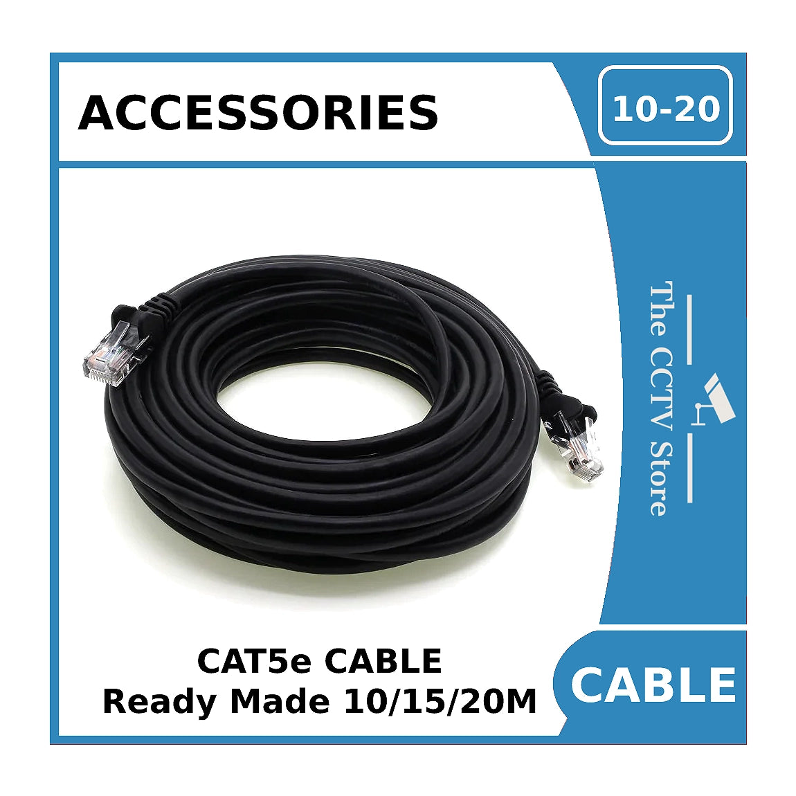 CAT5e Ready Made PVC Network Cable / Patch Lead 10/15/20m
