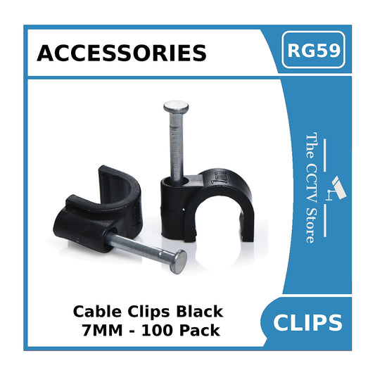 RG59 Cable Clips Black 7MM - 100 Pack