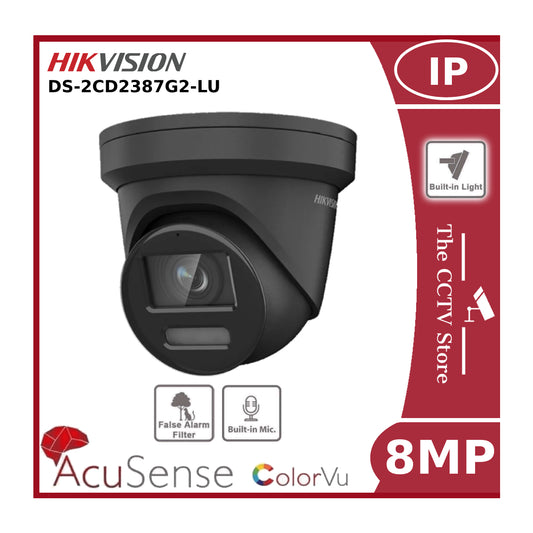 8MP Hikvision DS-2CD2387G2-LU 4K ColorVu IP CCTV Camera PoE With Audio - Black 2.8MM