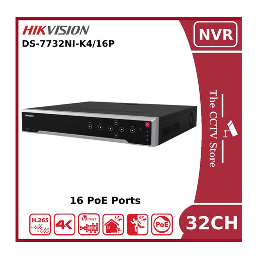 Hikvision DS-7732NI-K4/16P 32 Channel 12MP 4K NVR With 16 PoE Ports & 4 HDD Bays